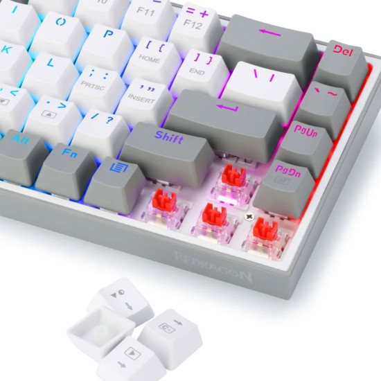 Redragon K631 Castor White-Grey Red Switch Wired Gaming Keyboard