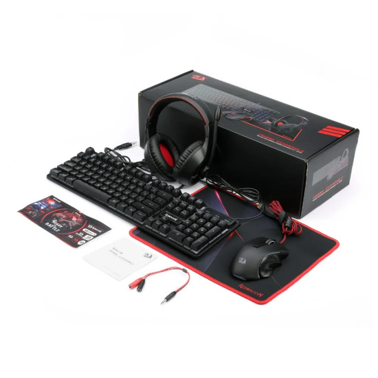 REDRAGON COMBO (KEYBOARD, MOUSE, HEADSET, MOUSEPAD)